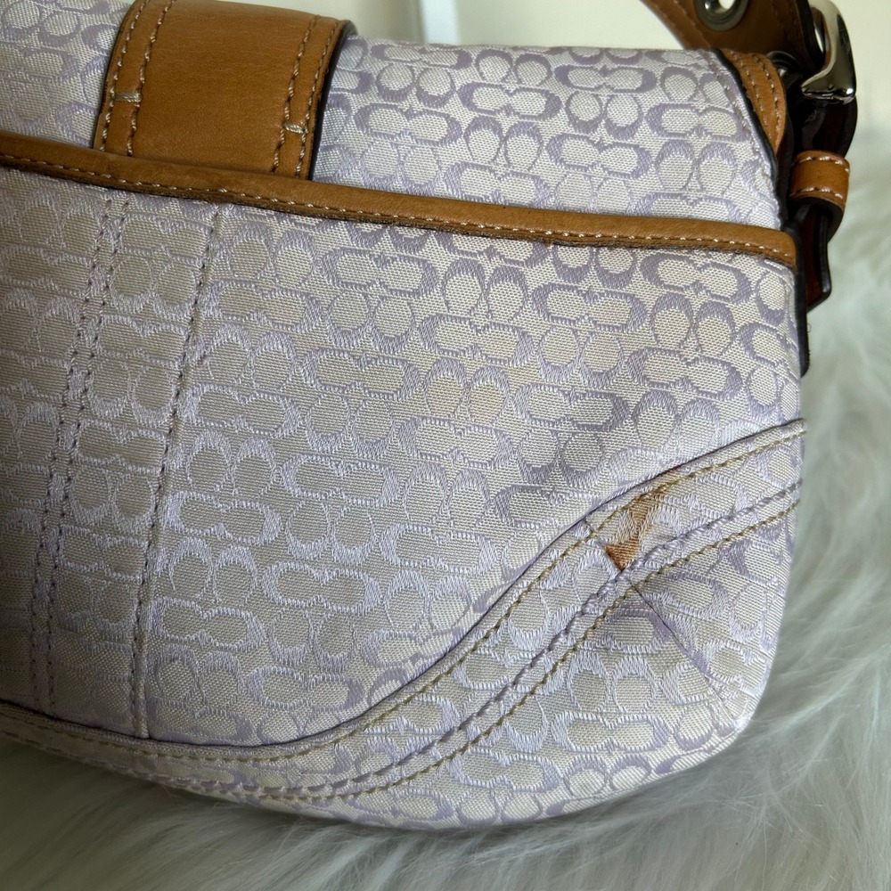 Coach Soho F12308 Lilac Signature Canvas Leather Shoulder Bag Fair - Picture 3 of 12
